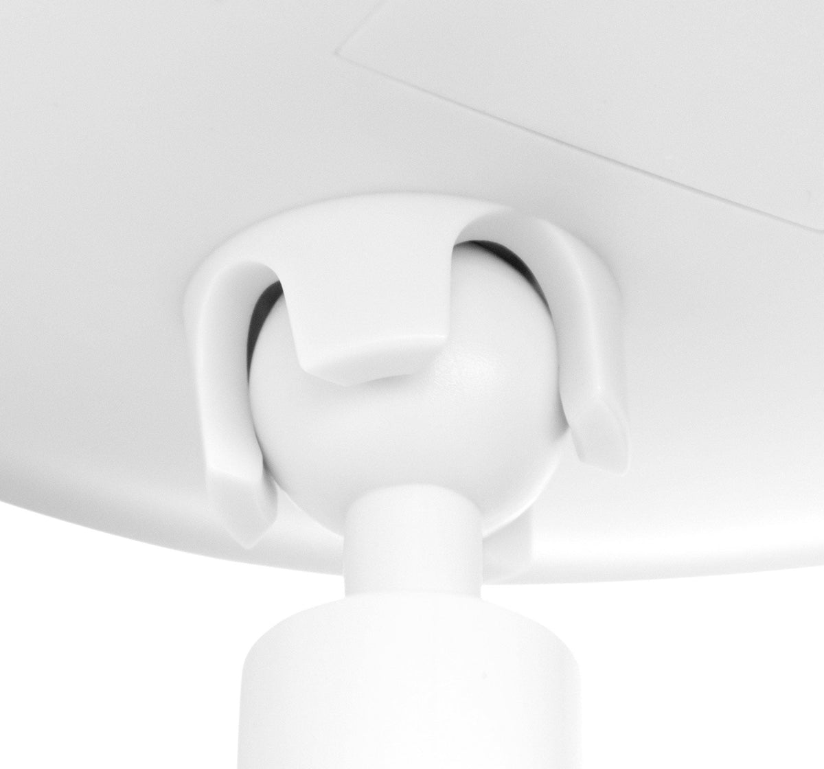 close up of back of mirror 360 degree swivel attachment 