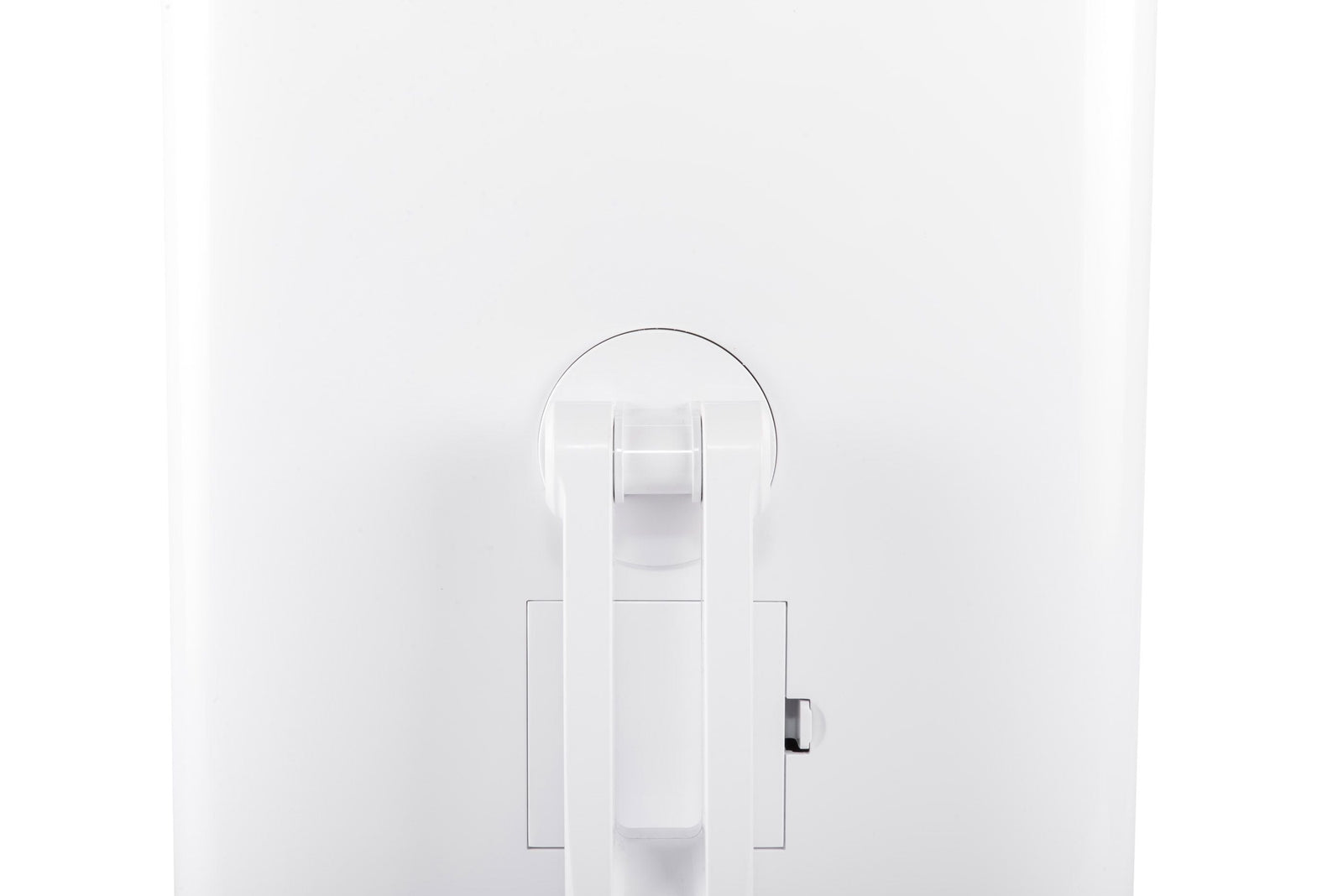 rear view of Full size LED make up mirror swivel attachment and battery pack visible